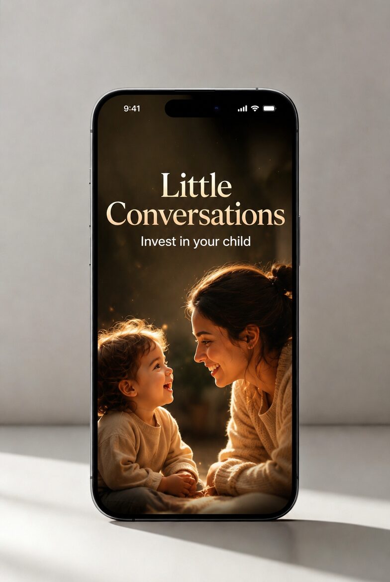 Little Conversations app shown on a phone — everyday talk, real insight